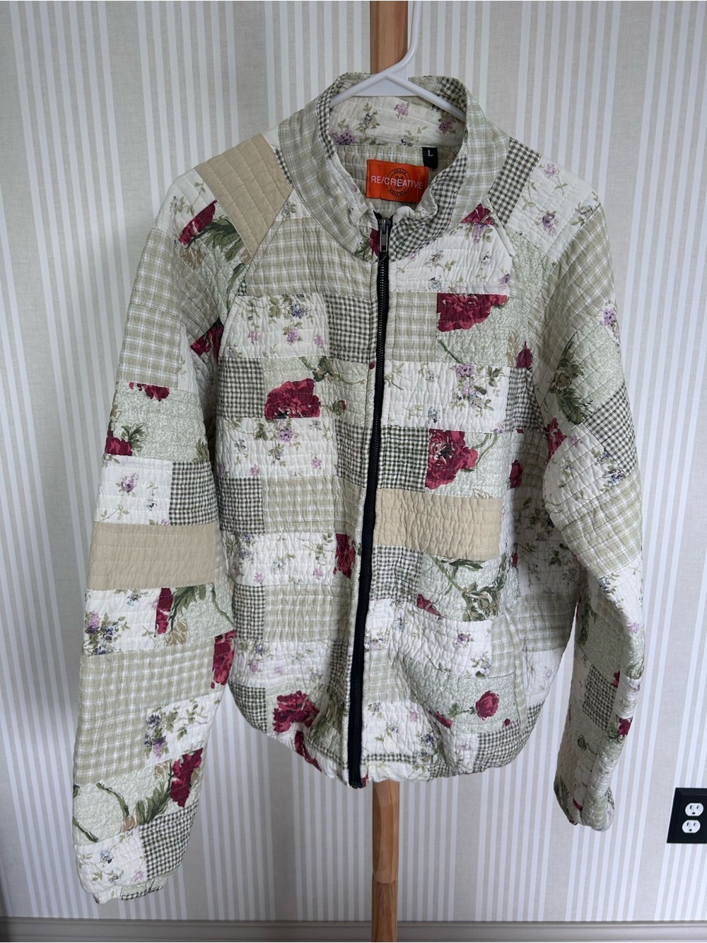 Urban Renewal Re/Creative 100% Cotton Floral Patchwork Quilted Jacket Large NWT